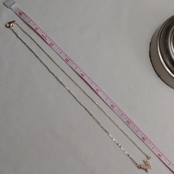 Pretty Rose Gold Rhinestone Butterfly Necklace!!! - Picture 6 of 8